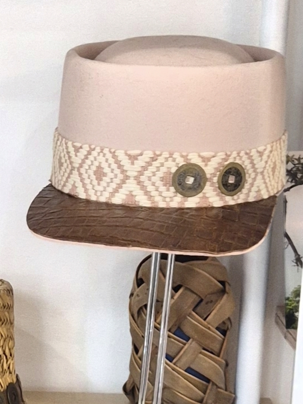Stylish Two-Tone Wide-Brim Hat with Braided Band